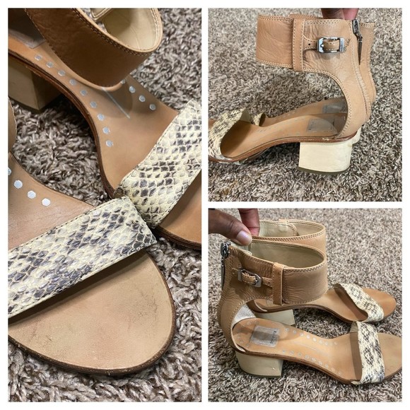 Dolce Vita Foxie Natural Snake Ankle Strap Leather Sandals 8 - Picture 3 of 5